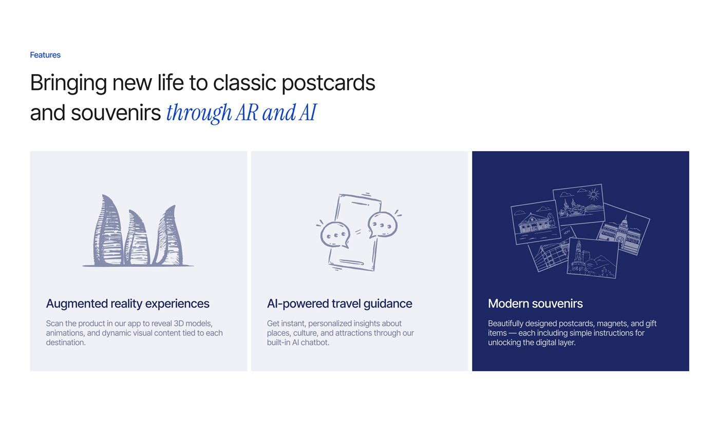 Memento landing page section: bringing new life to classic postcards and souvenirs through AR and AI