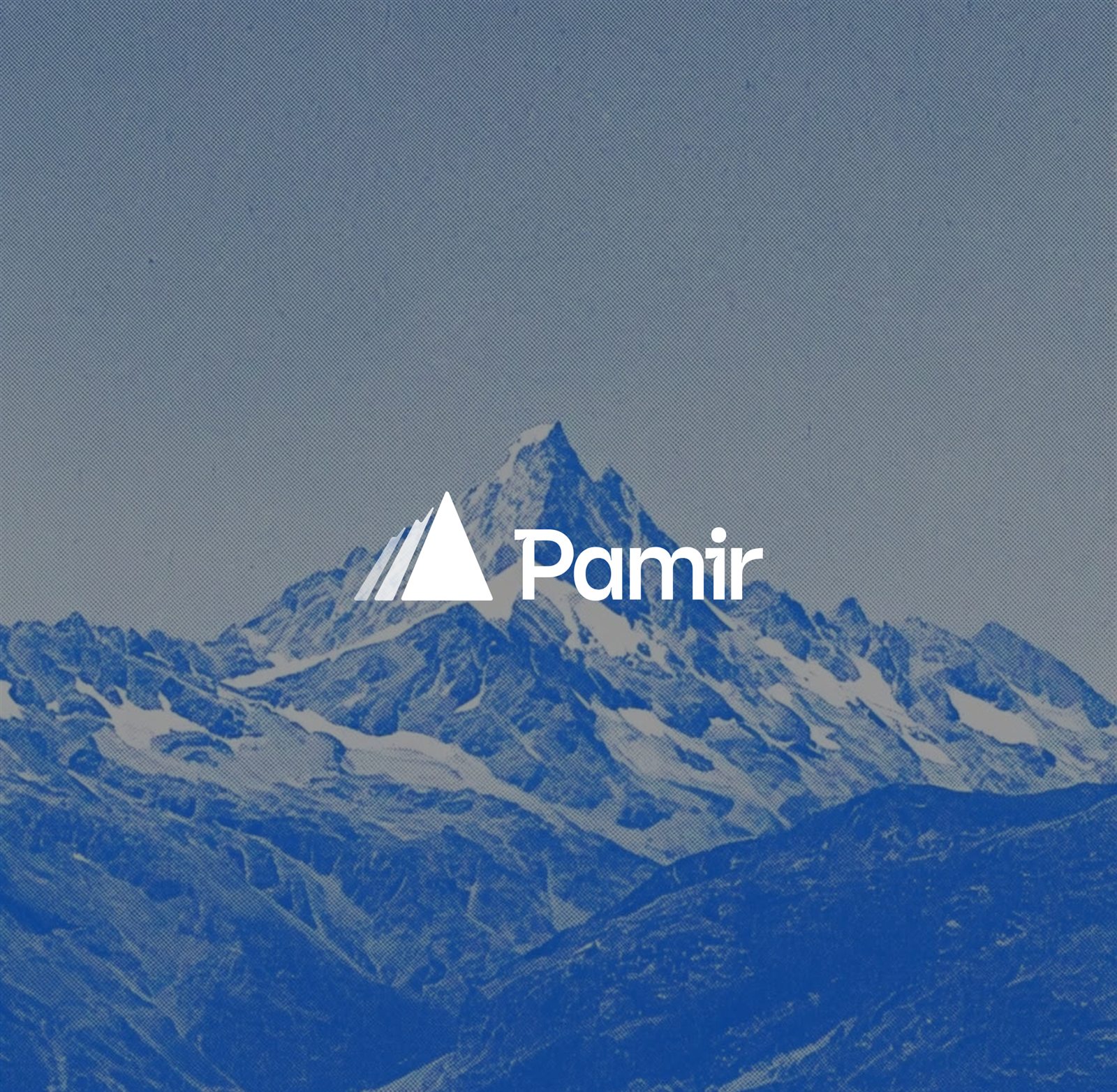 Pamir logo over a duotone blue mountain peak